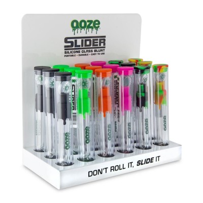 OOZE SLIDER GLASS BLUNT DISPLAY - ASSORTED COLORS - 18CT