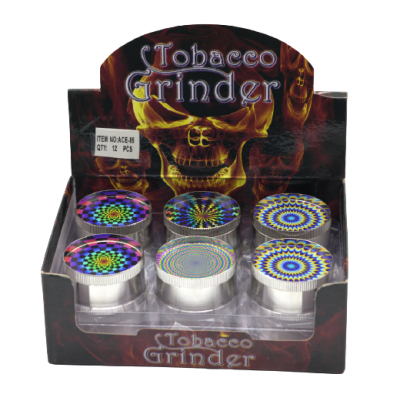 GRINDER 3 PART 50MM HYPNOTIZE SILVER (ACE-85) - 12CT/DISPLAY