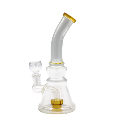 BENT NECK COLOR WHEEL WATER PIPE YELLOW 8inch