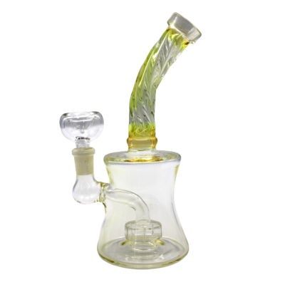 CURVED SPIRAL NECK WATER PIPE YELLOW 8inch