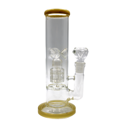 CYLINDER WATER PIPE WITH ICE CATCHER YELLOW 8inch