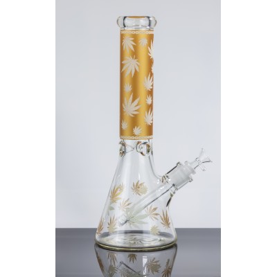 LEAF GLASS BEAKER WATER PIPE 14inch (GLOW IN DARK)