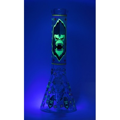 MAD GORILLA GLASS BEAKER WATER PIPE 14inch (GLOW IN DARK)