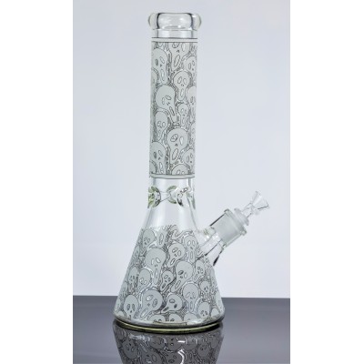 THE SCREAM FLASK STYLE GLASS WATER PIPE 14inch (GLOW IN DARK)