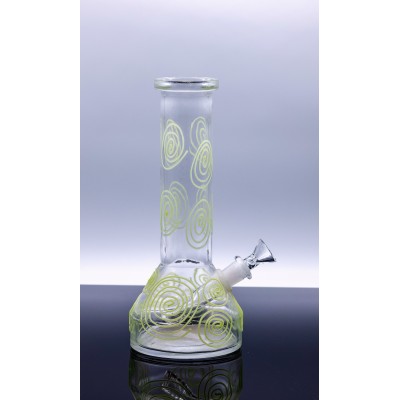 WHITE CIRCLES GLASS BEAKER 10inch (GLOW IN DARK)