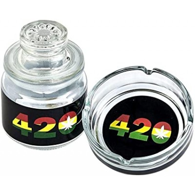 GLASS STASH JAR & ASH TRAY - 420 DESIGN