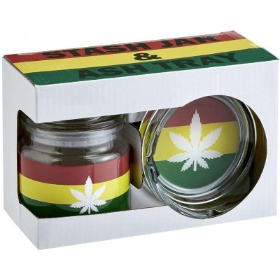 GLASS STASH JAR & ASH TRAY - LEAF DESIGN