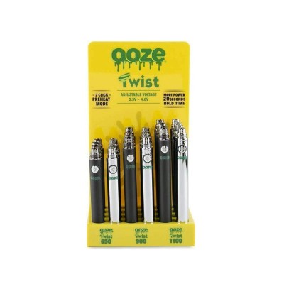 OOZE TWIST BATTERY DISPLAY BLACK & CHROME - 24CT