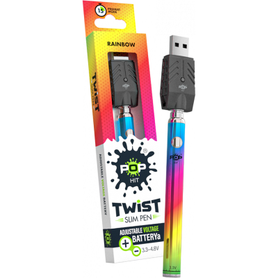POP HIT TWIST SLIM PEN 320MAH ADJUSTABLE VOLTAGE BATTERY W/ USB SMART CHARGER