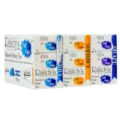 RANDY'S PUFF POPS - FLAVORED HEMP TIPS - 30CT DISPLAY