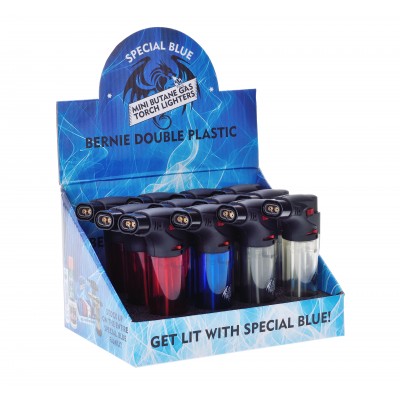 SPECIAL BLUE LIGHTER BERNIE DOUBLE PLASTIC 12 COUNT
