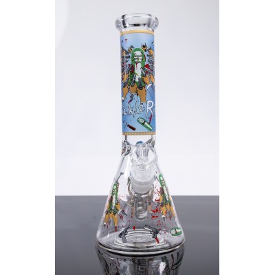 PICKLE RICK GLASS BEAKER WATER PIPE 10inch (GLOW IN DARK)