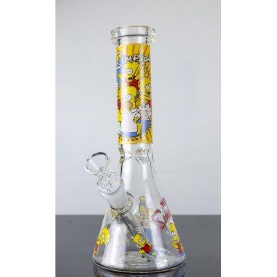 THE SIMPSONS GLASS WATER PIPE WITH ICE CATCHER 10inch