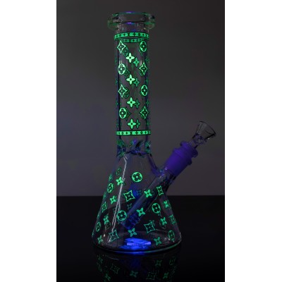 DESIGNER LV GLASS WATER PIPE 10inch (GLOW IN DARK)