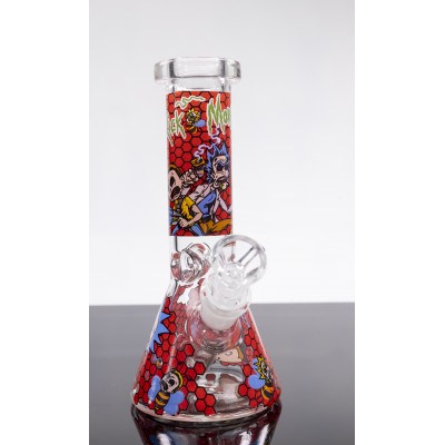 RICK AND MORTY RED BEEHIVE GLASS BEAKER WATER PIPE 8inch