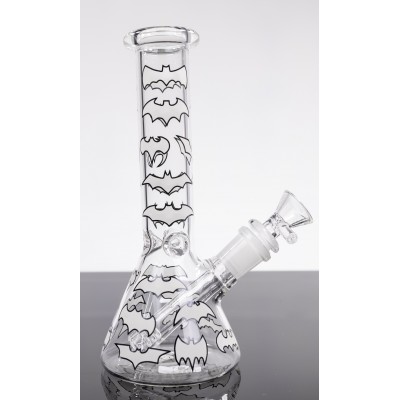 BATMAN SYMBOL GLASS BEAKER With ICE CATCHER 8inch (GLOW IN DARK)