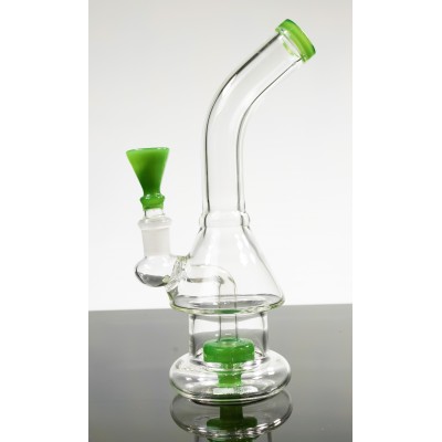 CURVED NECK TRIANGLE ROUND BASE GLASS WATER PIPE 9inch