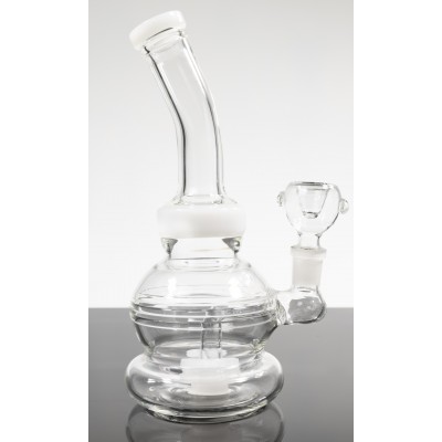 CURVED NECK ROUND BASE GLASS WATER PIPE 8inch