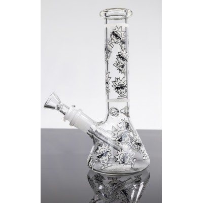 RICK AND MORTY SUNGLASS GLASS BEAKER With ICE CATCHER 8inch (GLOW IN DARK)
