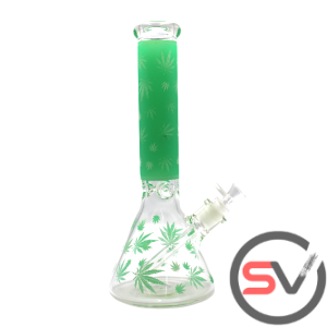 LEAF GREEN GLASS WATER PIPE