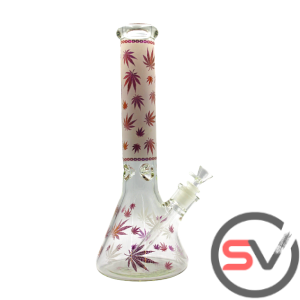 LEAF WHITE AND PURPLE GLASS WATER PIPE