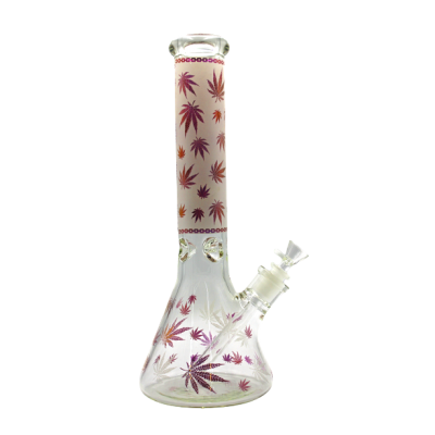 LEAF WHITE AND PURPLE GLASS WATER PIPE