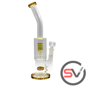 BENT NECK UFO WATER PIPE GOLD 14inch
