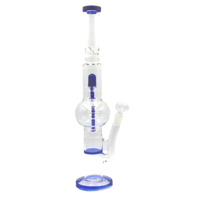 BUTTON RING HONEYCOMB WATER PIPE BLUE 18inch