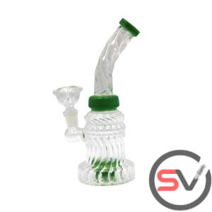 MULTI GLASS TWISTED WATER PIPE GREEN 8inch