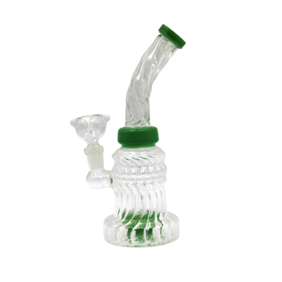MULTI GLASS TWISTED WATER PIPE GREEN 8inch