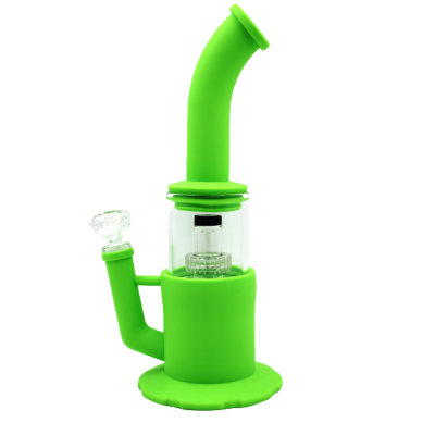 SILICONE JAR WITH GLASS WATER PIPE SOLID COLOR 14inch
