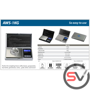 AWS-1KG DIGITAL SCALE (1KG X 0.1G) - BLACK