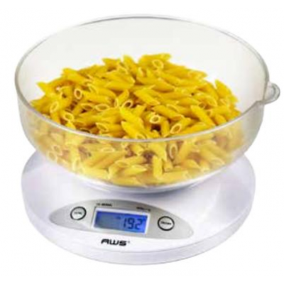 AWS 5K BOWL KITCHEN SCALE (5000G X 1G) - WHITE