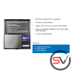AWS-600 DIGITAL SCALE (600G X 0.1G) - BLACK