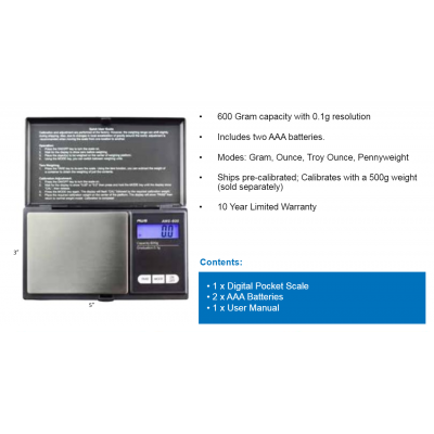AWS-600 DIGITAL SCALE (600G X 0.1G) - BLACK